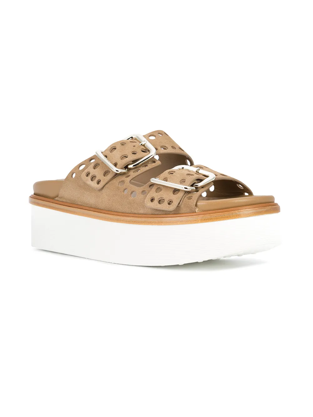 Tod's sandalen met gesp met gaten en gesp Bruin