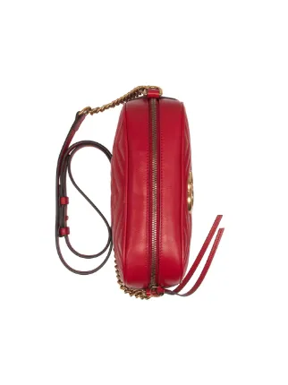 gg marmont small matelassé shoulder bag red