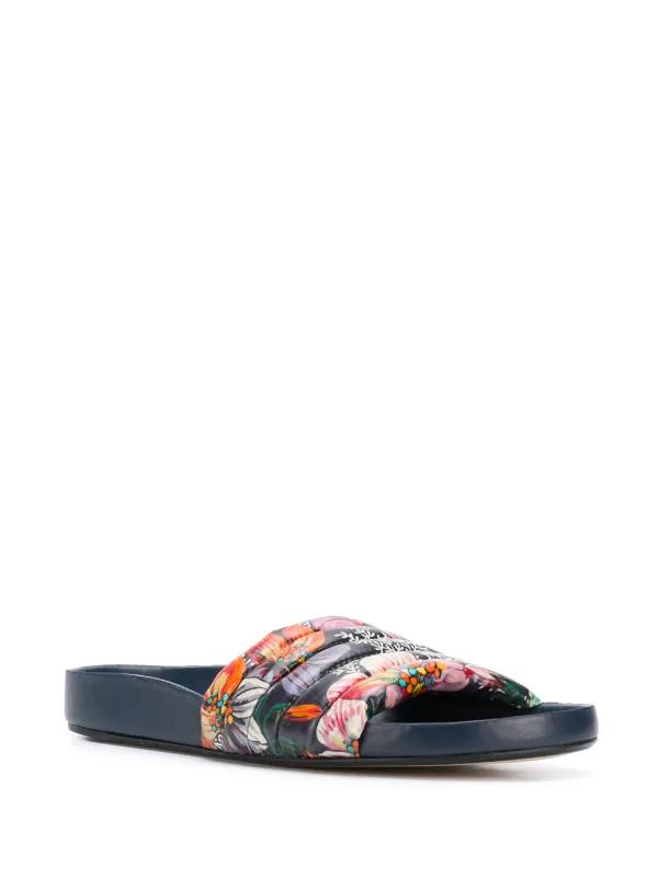 gucci floral print slides