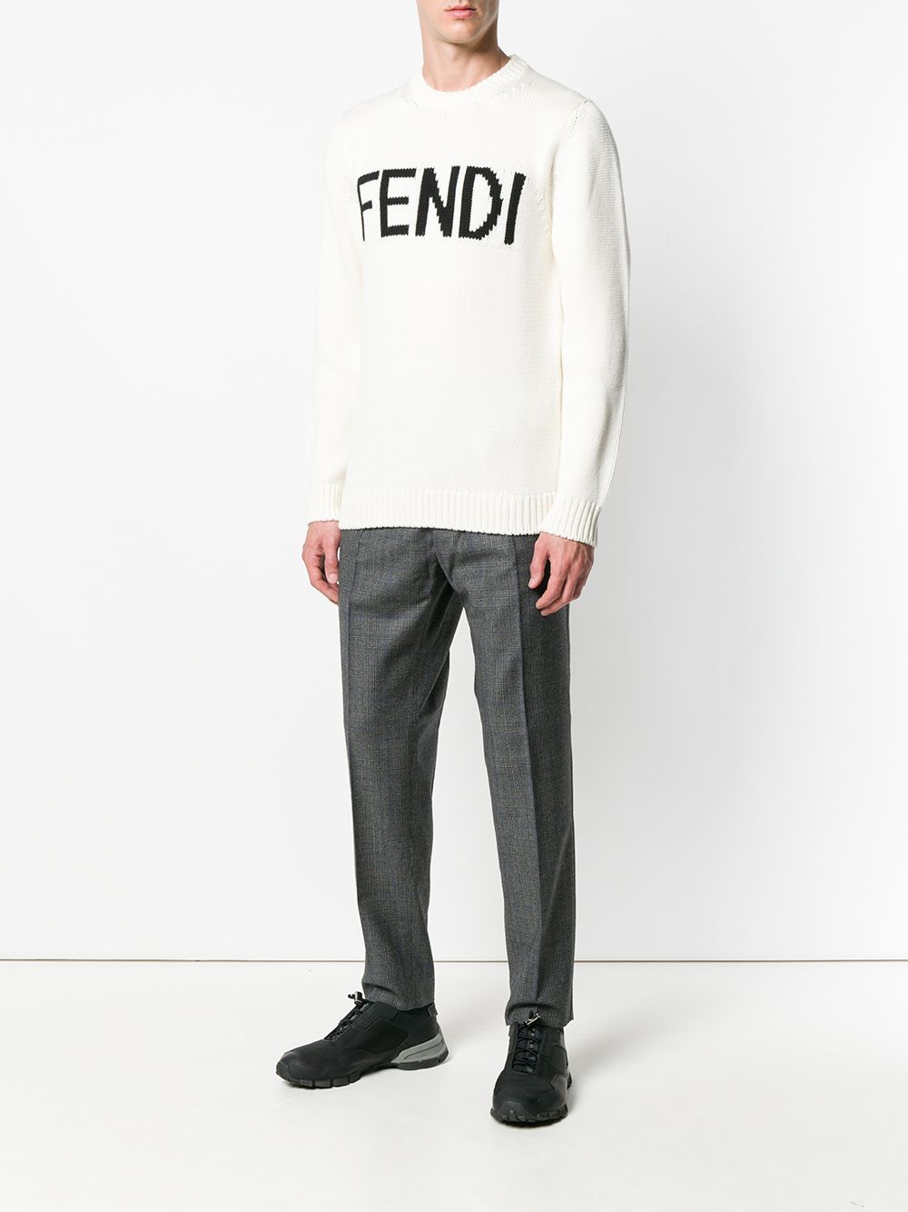 фото Fendi "свитер с логотипом вязки ""интарсия"""