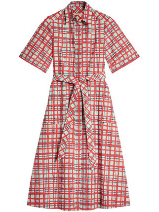 pink tartan shirt dress