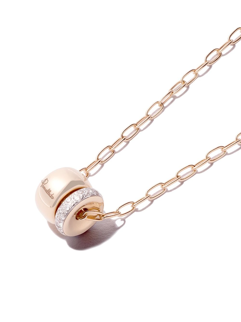 фото Pomellato 18kt rose gold iconica double ring diamond pendant necklace