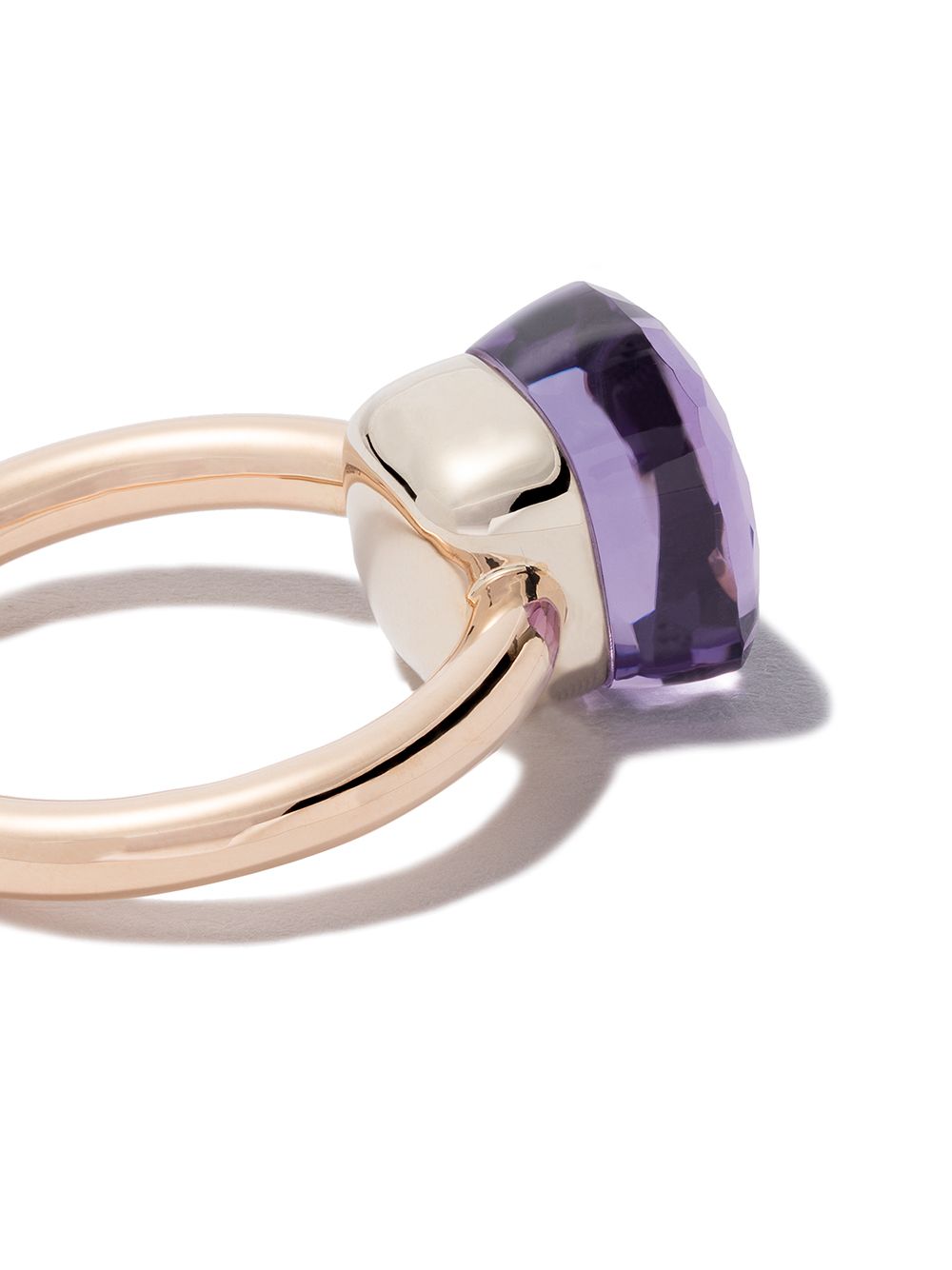 Shop Pomellato 18kt Rose And White Gold Nudo Amethyst Ring In Violet