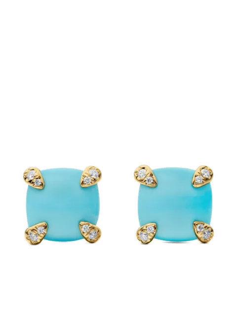 David Yurman puces d'oreilles Châtelaine en or 18ct serties de turquoise et de diamants (8 mm)