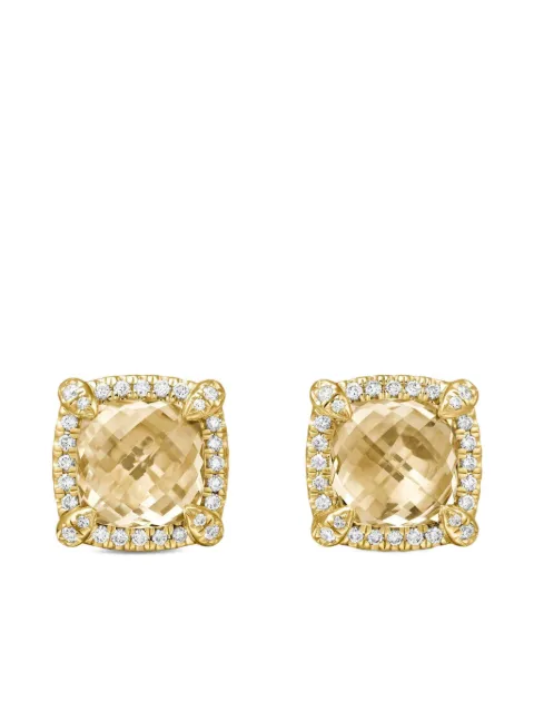 David Yurman aretes Chatelaine en oro amarillo de 18kt con diamantes y citrino (8mm)