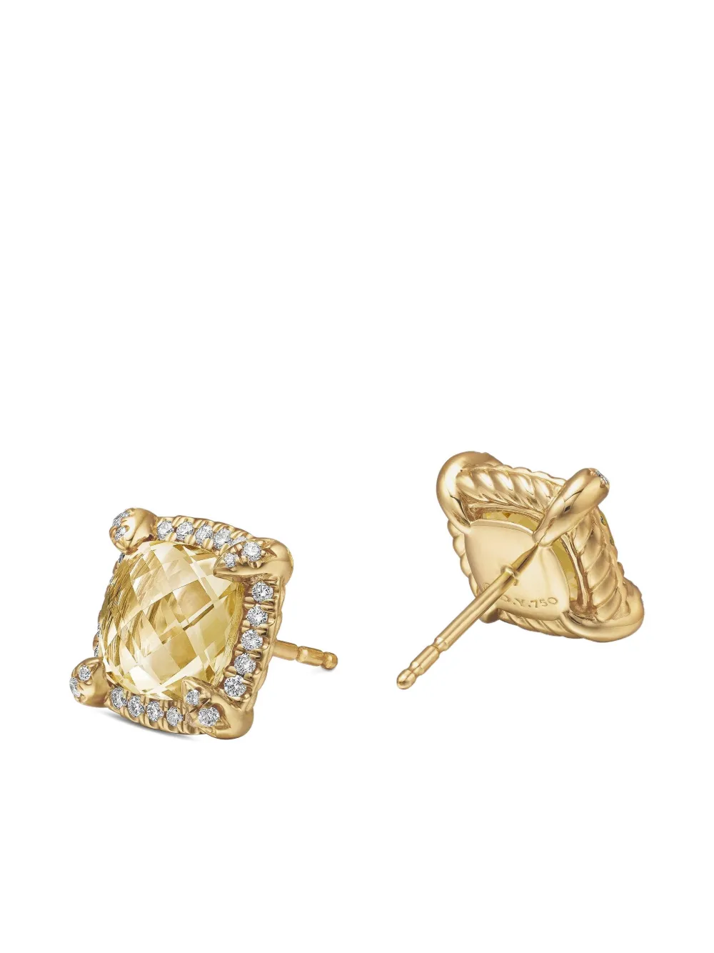 David Yurman 18kt Yellow Gold Chatelaine Citrine and Diamond Stud Earrings (8mm), view 4