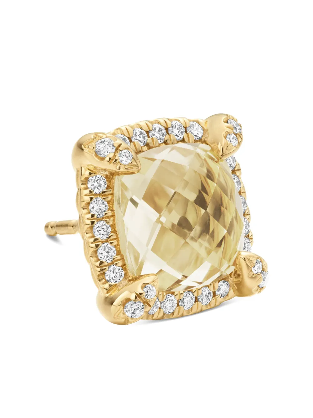 David Yurman 18kt Yellow Gold Chatelaine Citrine and Diamond Stud Earrings (8mm), view 5