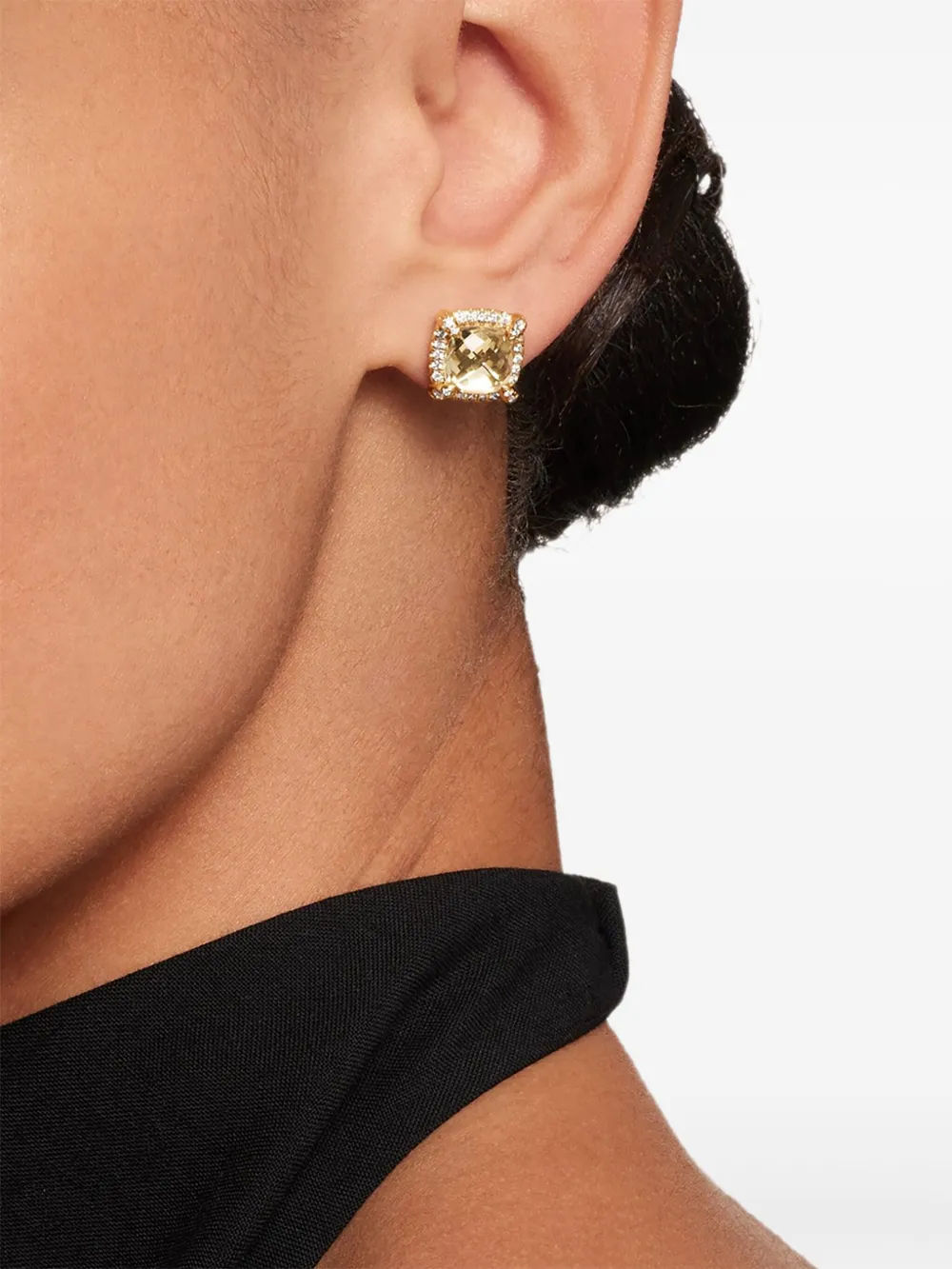 David Yurman 18kt Yellow Gold Chatelaine Citrine and Diamond Stud Earrings (8mm), view 3