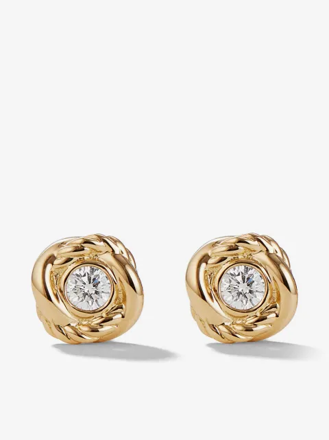 David Yurman 18kt yellow gold Crossover Infinity diamond stud earrings