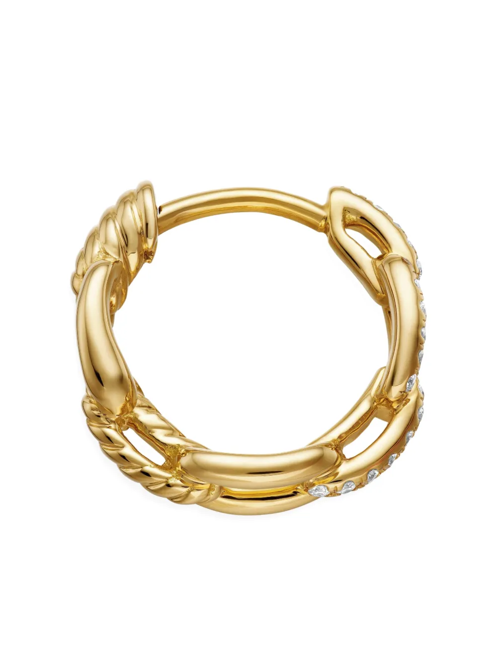 David Yurman 18kt Yellow Gold Stax Diamond Chain Link Huggie Hoop Earrings (12.5mm), view 4