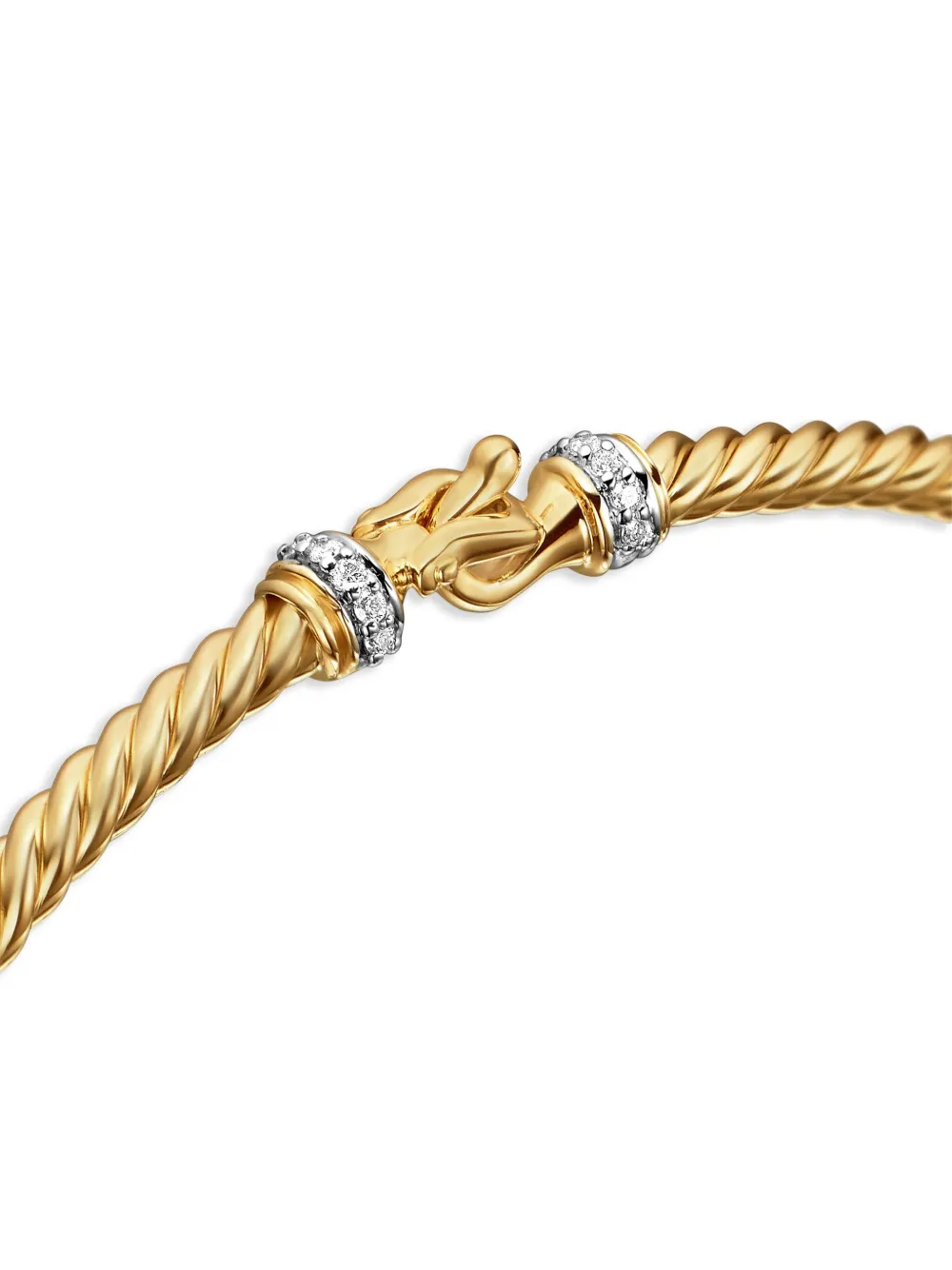  David Yurman 18kt Yellow Gold Buckle Classic Cable Diamond Bracelet (2.6mm) 