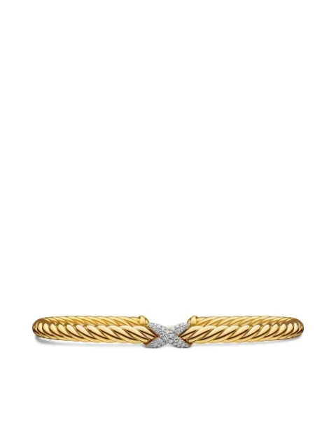 David Yurman bracelet Cablespira X Station en or 18ct serti de diamants