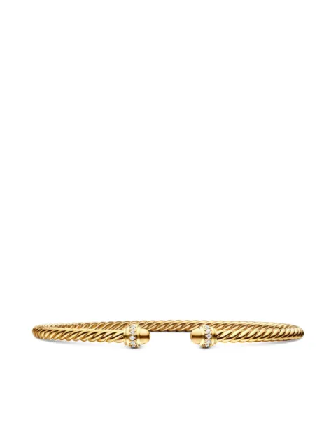 David Yurman 18kt yellow gold Classic Cablespira diamond bracelet (3mm)
