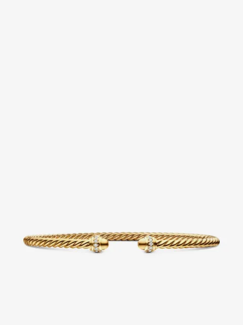 David Yurman 18kt yellow gold Classic Cablespira diamond bracelet (3mm)