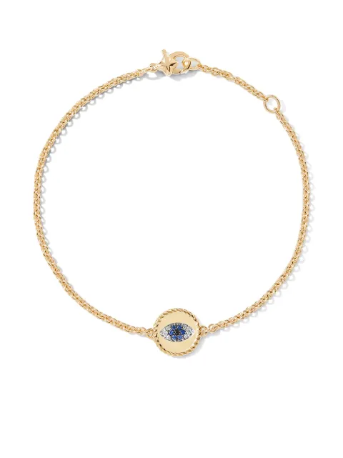 David Yurman 18kt yellow gold Cable Collectibles diamond and sapphire evil eye charm bracelet
