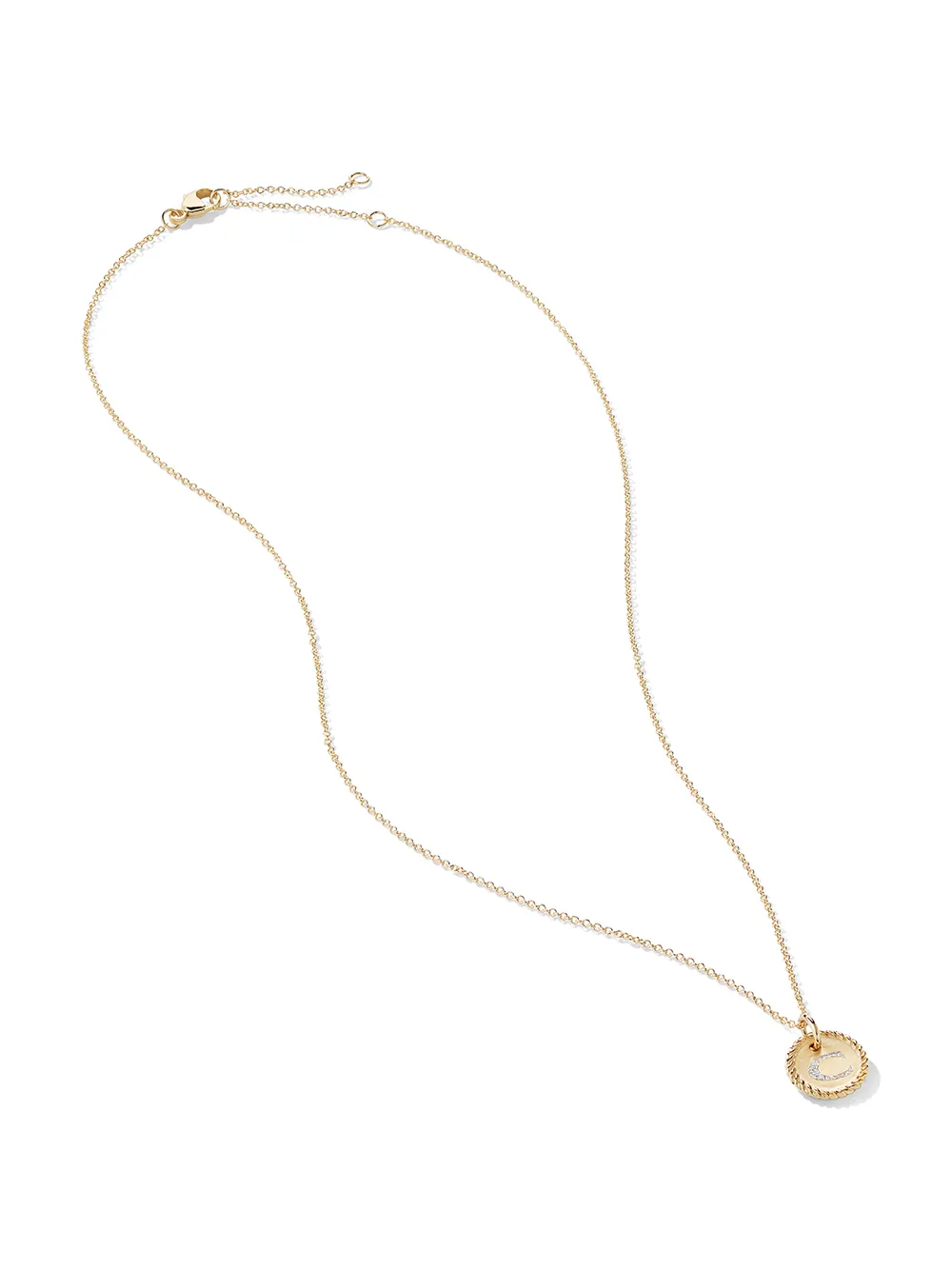 David Yurman 18kt Yellow Gold Cable Collectibles Diamond C Initial Pendant Necklace In 88adi