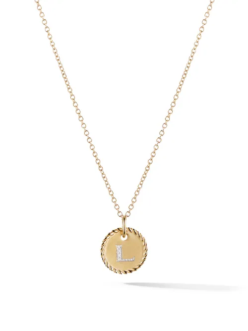 Collier en 18ct à pendentif Initial L serti de diamants - David Yurman - Modalova