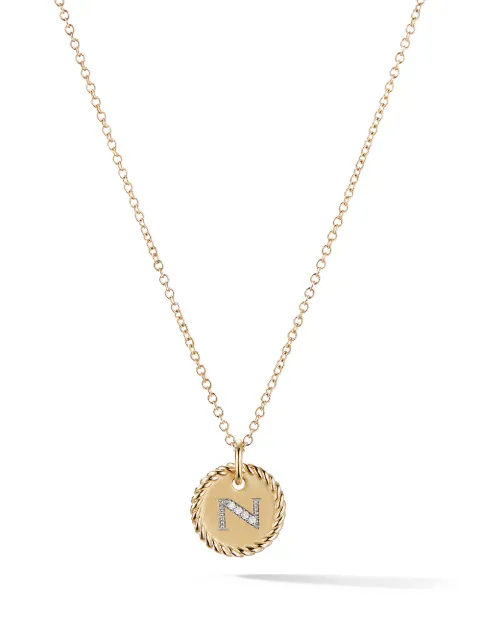 David Yurman collar Cable Collectibles con dije con inicial N en oro amarillo de 18kt con diamantes