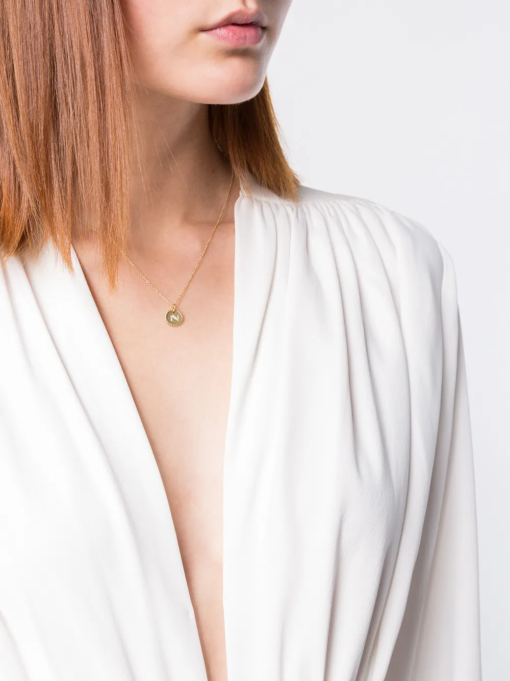 David Yurman 18kt Yellow Gold Cable Collectibles Diamond N Initial Pendant Necklace Gold FARFETCH