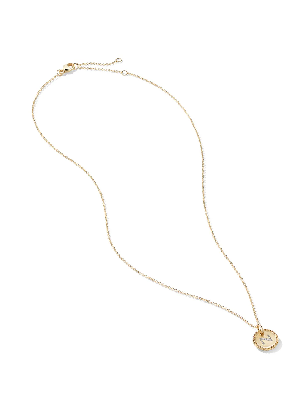 David Yurman 18kt Yellow Gold Cable Collectibles Diamond N Initial Pendant Necklace In 88adi