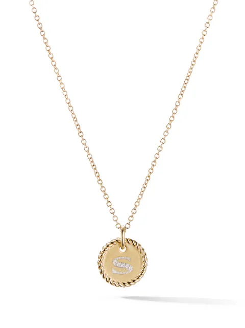David Yurman 18kt yellow gold S Initial Charm diamond necklace