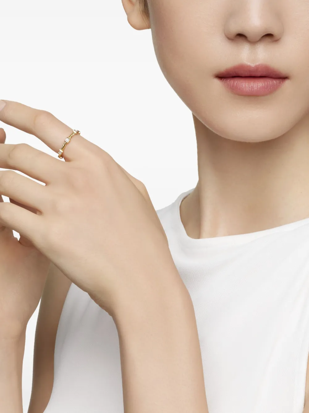 David Yurman 18kt yellow gold Cable Collectibles diamond stack ring (2mm) | Image 2