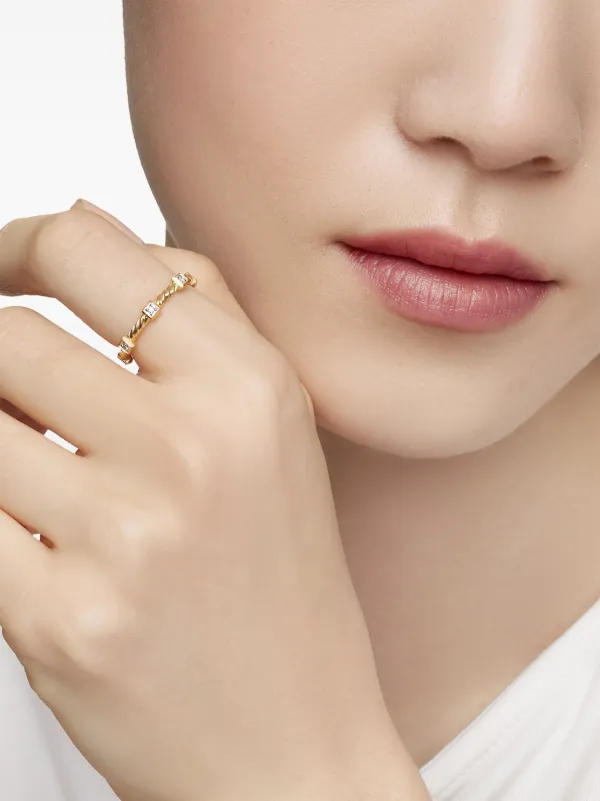 David Yurman 18kt Yellow Gold Cable Collectibles Diamond Stack