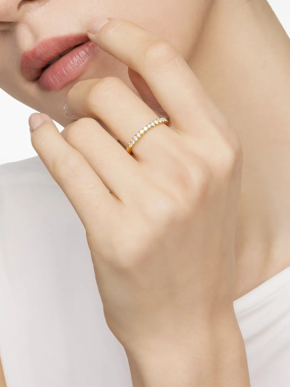 David Yurman 18kt yellow gold Cable Collectibles diamond stack ring (2mm) | Image 2