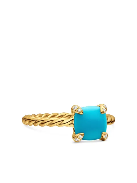 David Yurman 18kt yellow gold Châtelaine turquoise and diamond ring (7mm)