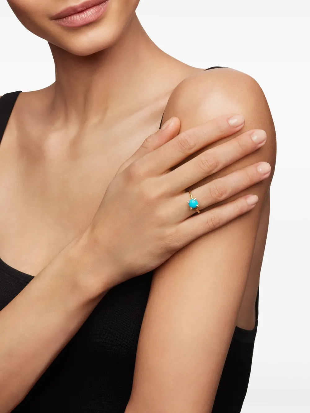 David Yurman 18kt yellow gold Châtelaine turquoise and diamond ring (7mm) | Image 2