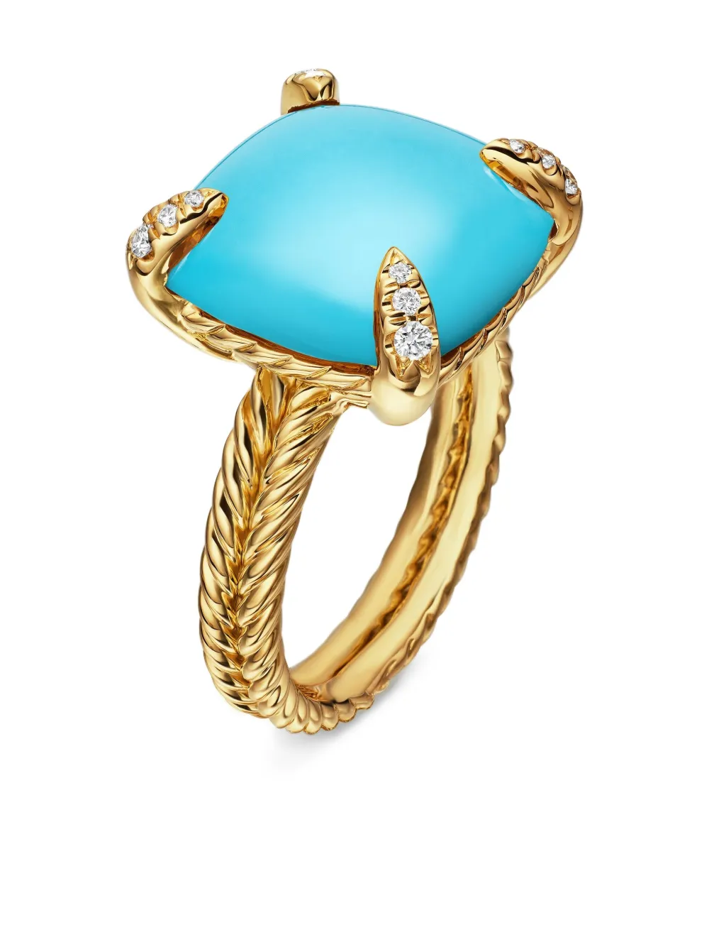 David Yurman Anello Châtelaine in oro giallo 18kt con turchese e diamanti (14mm) | Alta gioielleria | Image 4