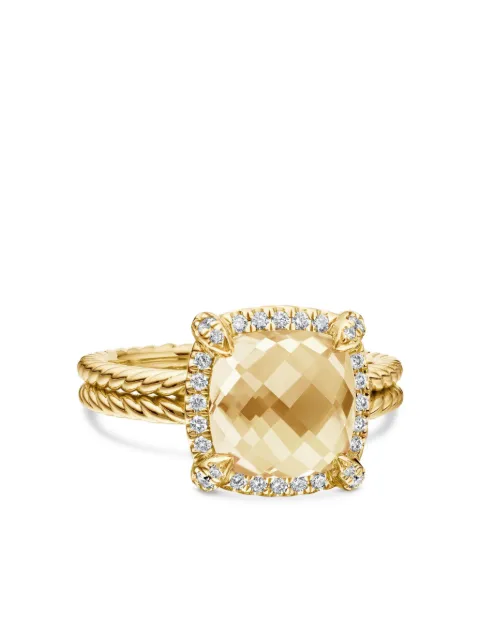 David Yurman 18kt yellow gold Châtelaine citrine and diamond ring (9mm)