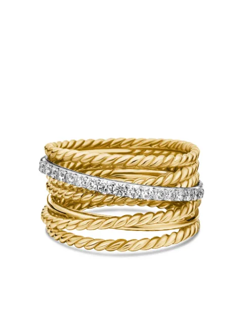 David Yurman 18kt yellow gold Crossover diamond ring (12mm)