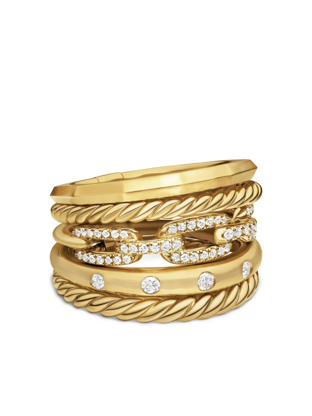David Yurman 18K黄金 Stax Five Row 钻石戒指（15毫米） | 金色 | Image 1