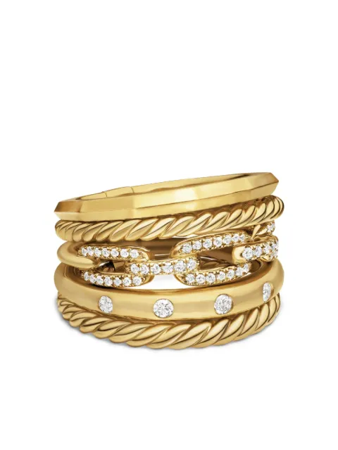 David Yurman anillo Stax Five Row en oro amarillo de 18kt con diamantes de 15mm