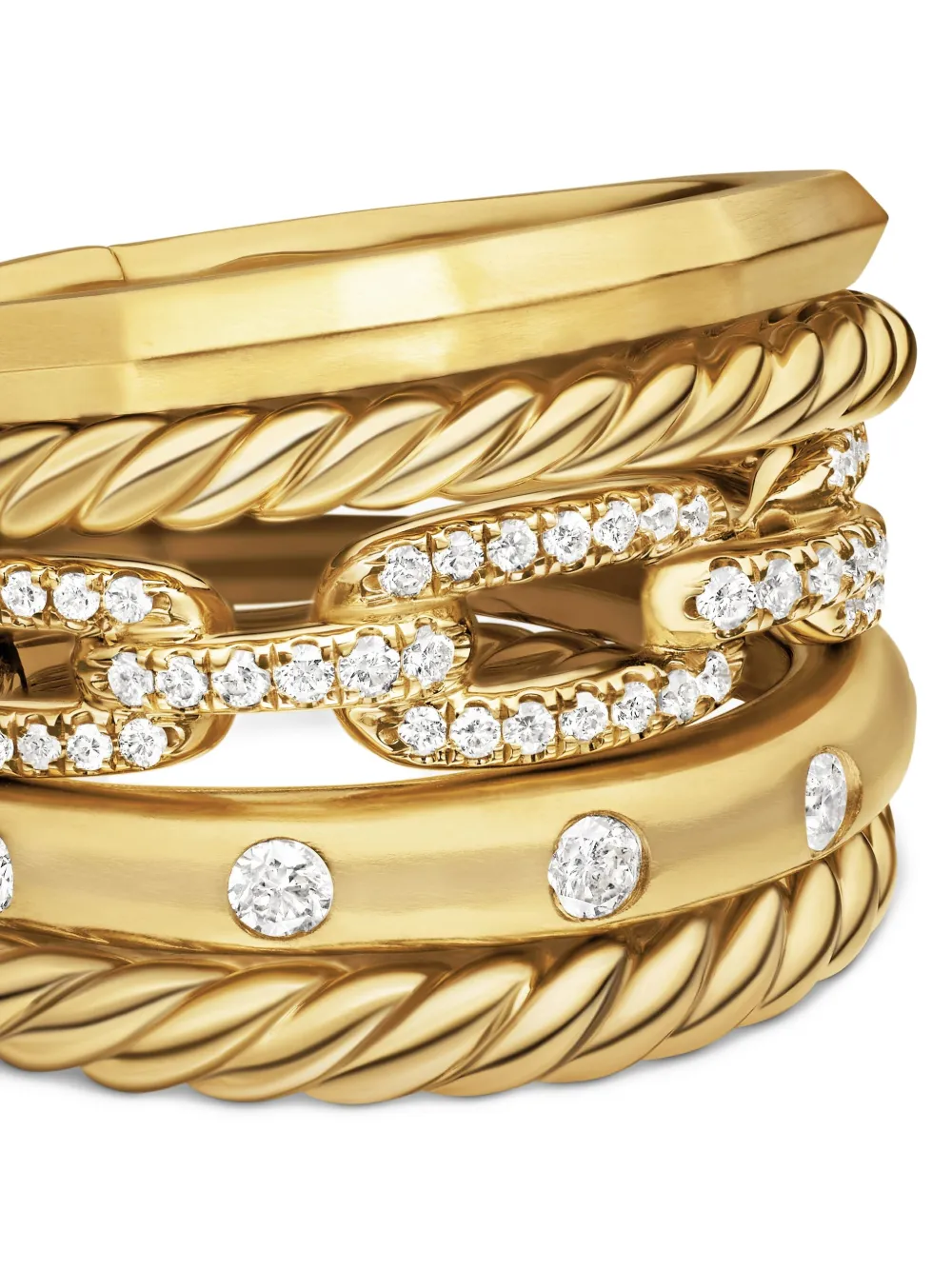 18kt Yellow Gold Stax Five Row Diamond Ring (15mm)