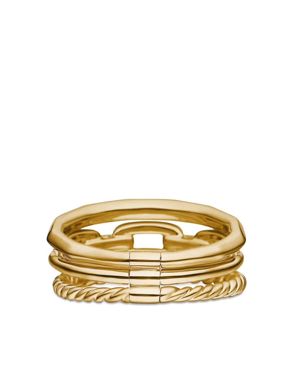 David Yurman 18kt Yellow Gold Stax Three Row Diamond Ring (9.5mm), view 4