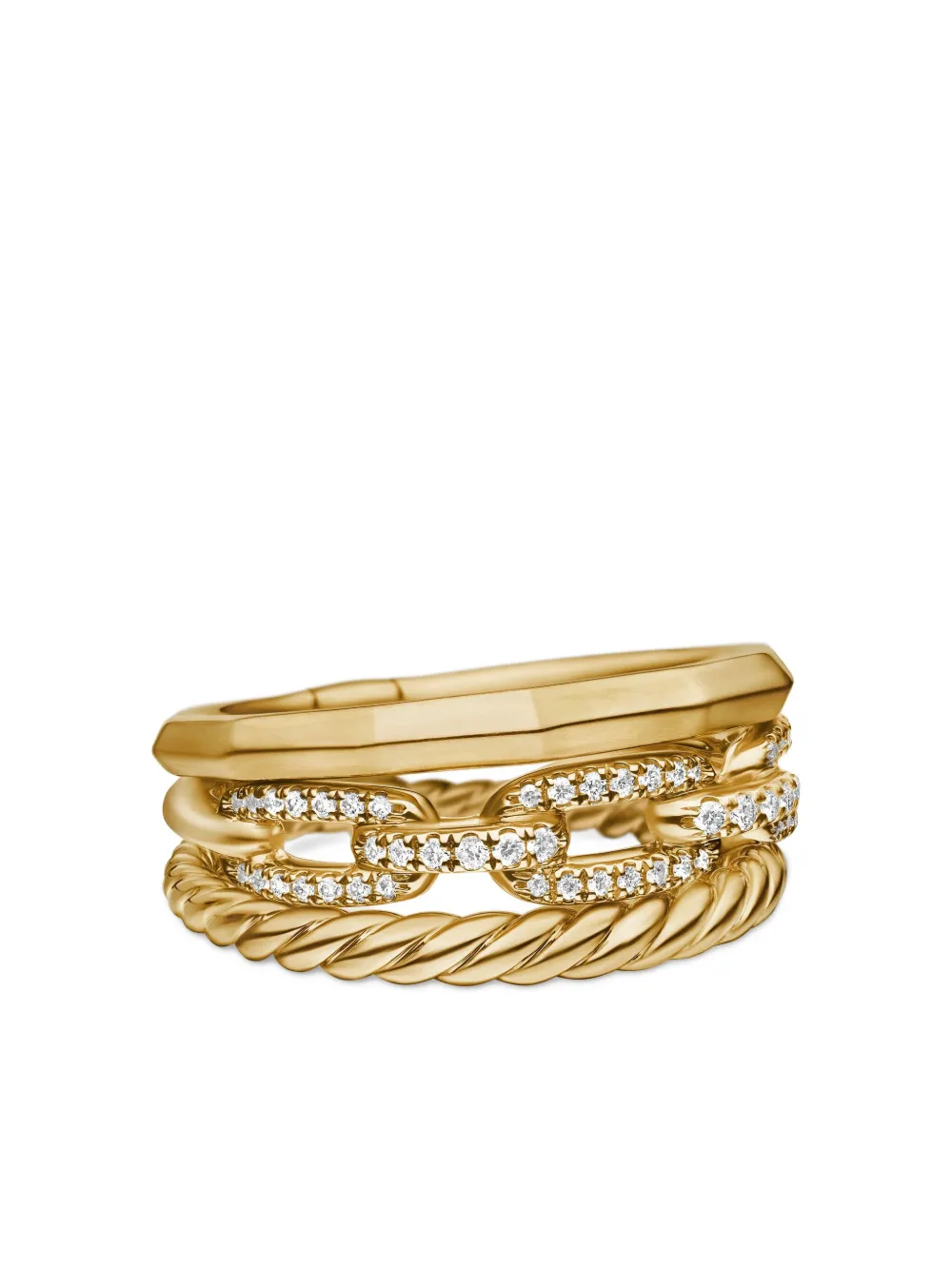 David Yurman Stax Three Row diamantring i 18 karat guld (9,5 mm) | guldtonet | Image 1