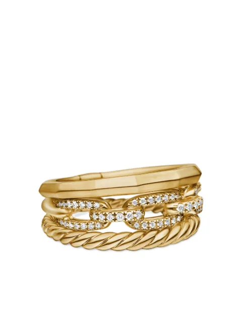 David Yurman anillo Stax Three Row en oro amarillo de 18kt con diamantes de 9.5mm