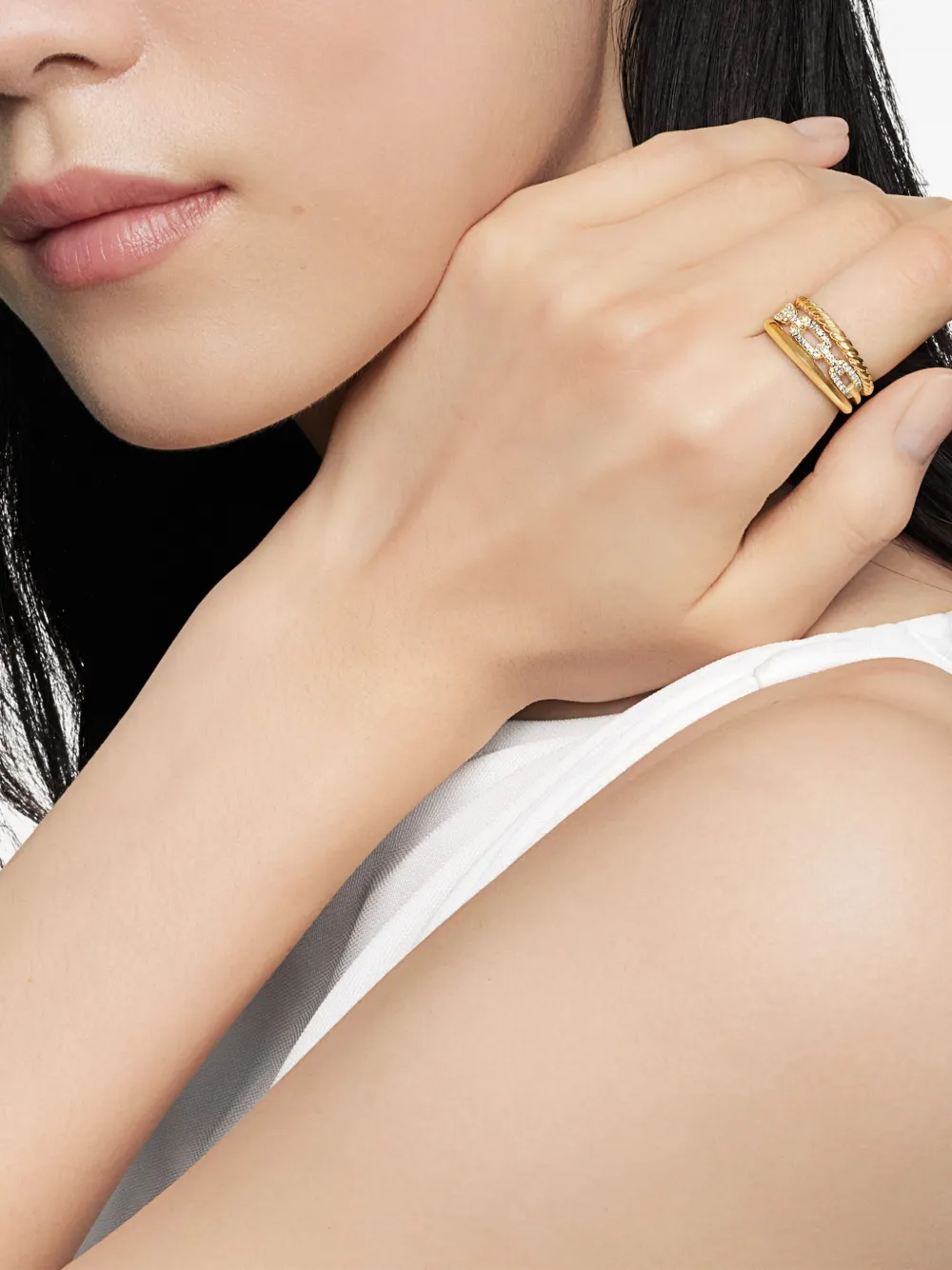 David Yurman Stax Three Row diamantring i 18 karat guld (9,5 mm) | Image 2