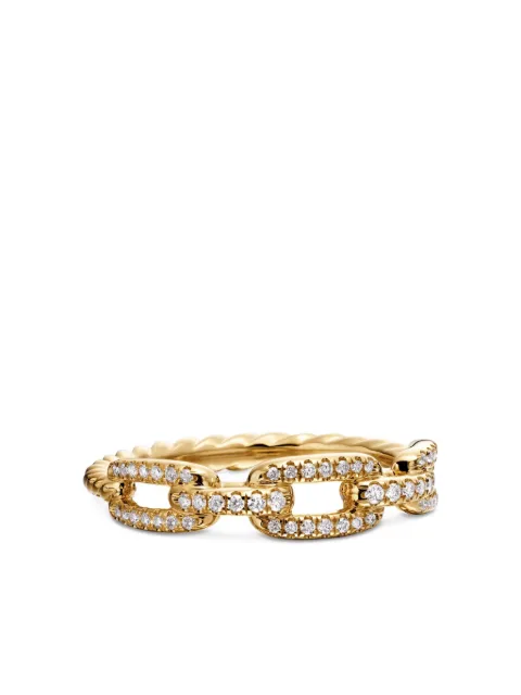 David Yurman 18kt yellow gold Stax Chain Link diamond ring (4.5mm)