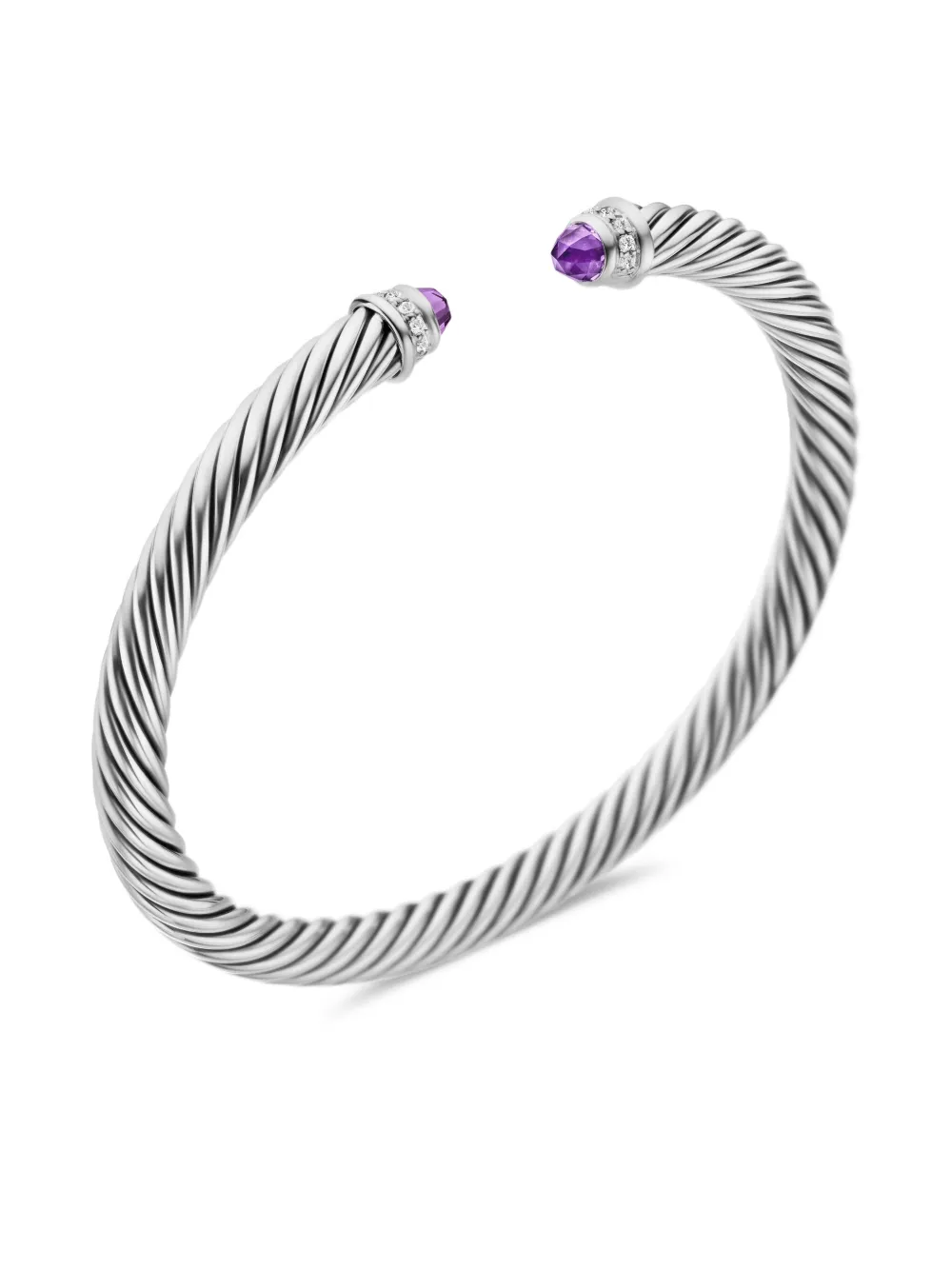 Sterling Silver Classic Cable Diamond Bracelet (5mm)