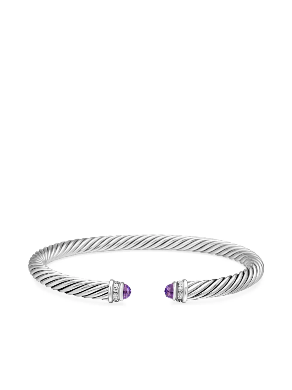Sterling Silver Classic Cable Diamond Bracelet (5mm)