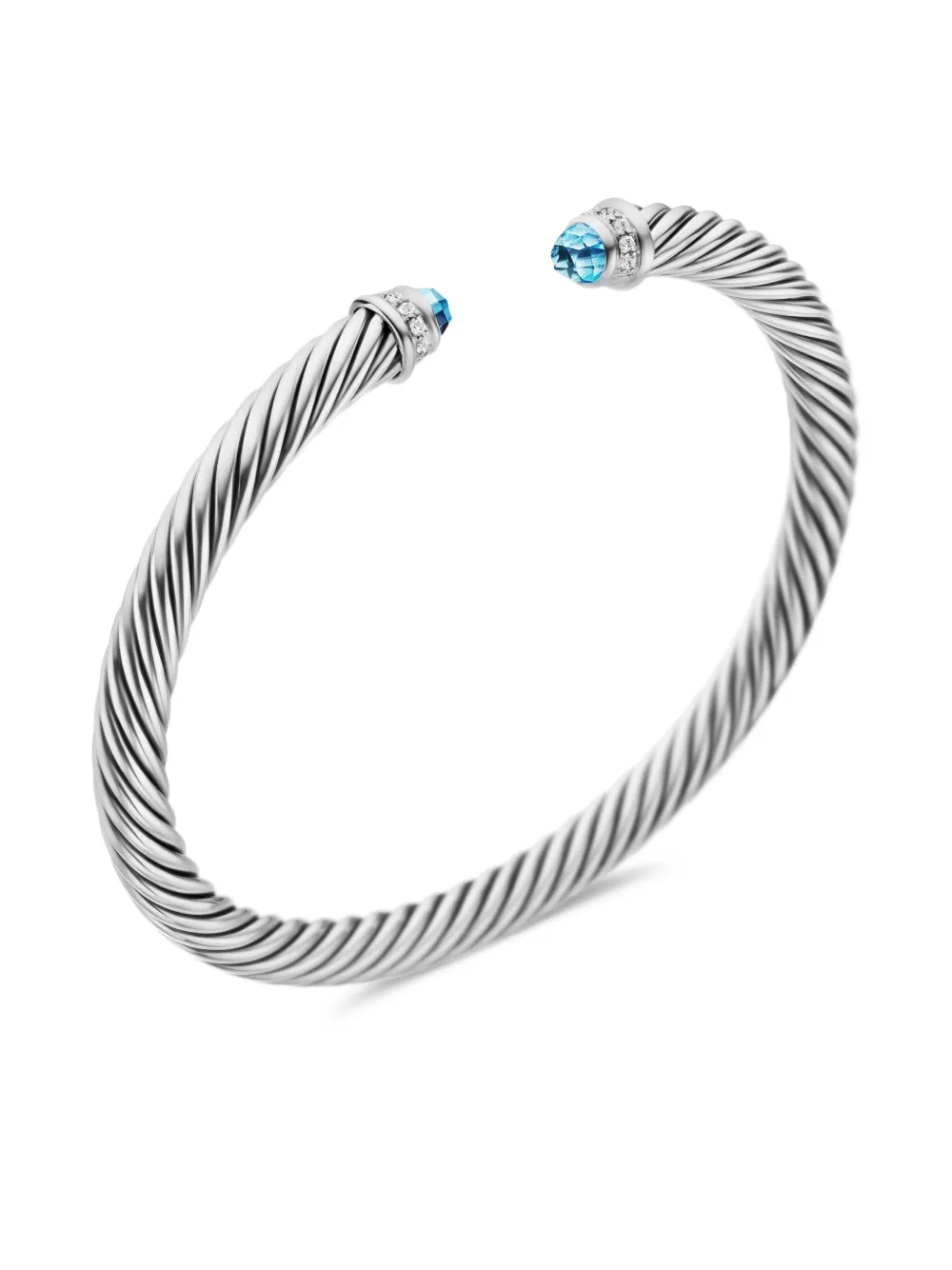 Sterling Silver Classic Cable Diamond Bracelet (5mm)