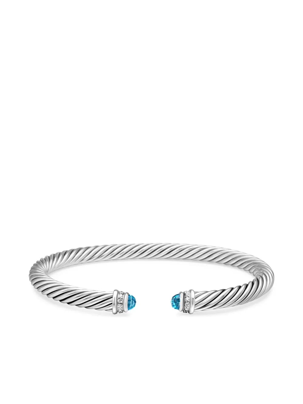 Sterling Silver Classic Cable Diamond Bracelet (5mm)