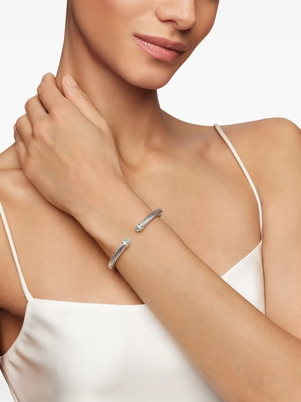 David Yurman Bracciale Classic Cable in argento sterling con diamanti (5mm) | Image 2