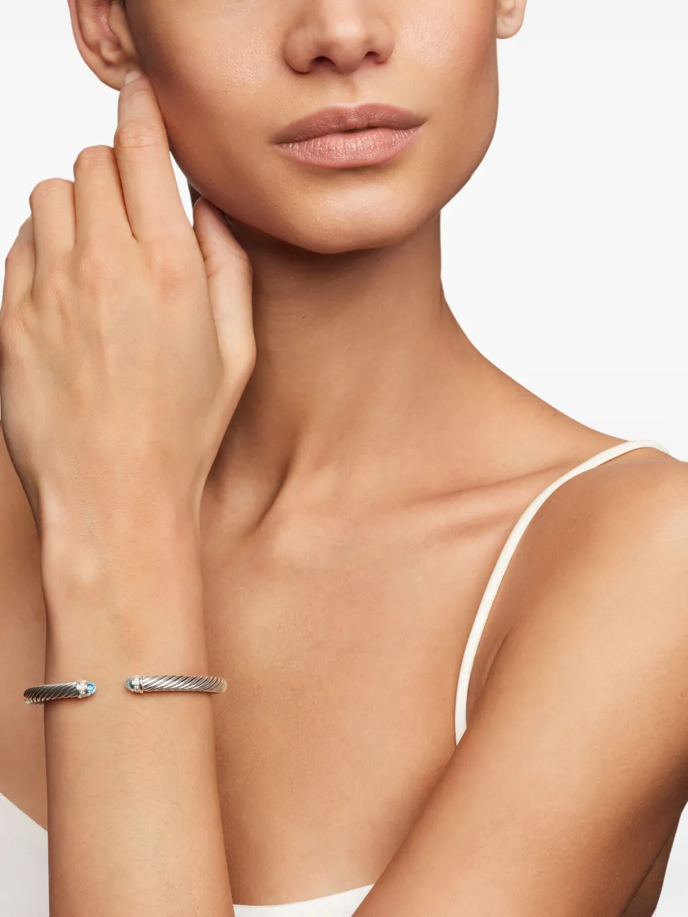Sterling Silver Classic Cable Diamond Bracelet (5mm)