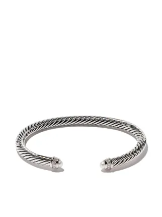 David Yurman Cable Clics Pearl And Diamond Cuff Bracelet Farfetch David Yurman Cable Clics Pearl And Diamond Cuff Bracelet