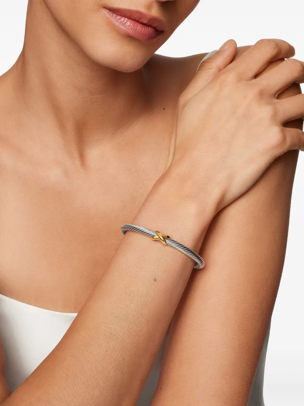  David Yurman 14kt X Classic Cable Station Gelbgold  Und Sterlingsilberarmband (5mm) 