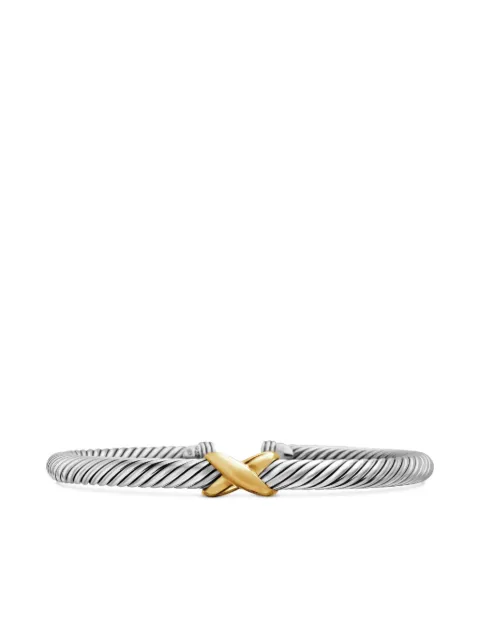 David Yurman 14kt yellow gold and sterling silver X Classic Cable Station bracelet (5mm)